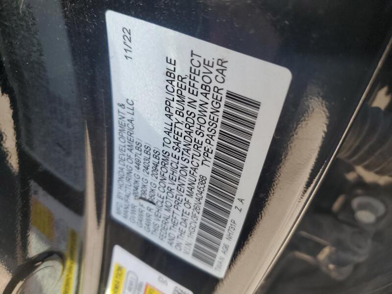 2022 HONDA ACCORD HYBRID SPORT - 1HGCV3F26NA045388 | SeoVin.biz