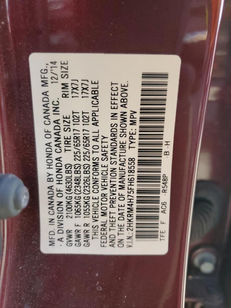 2015 HONDA CR-V EXL - 2HKRM4H75FH618558 | SeoVin.biz