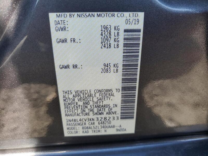 2019 NISSAN ALTIMA SR - 1N4BL4CV3KN328233 | SeoVin.biz