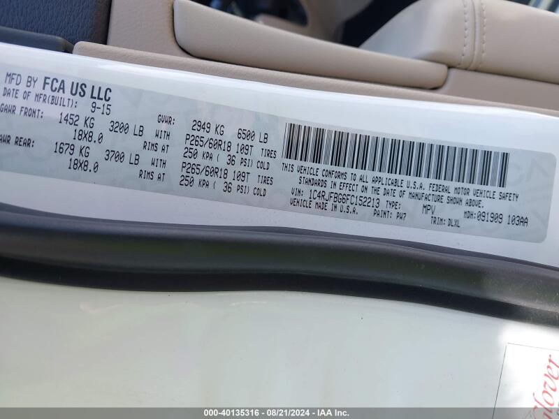 2015 JEEP GRAND CHEROKEE LIMITED - 1C4RJFBG6FC152213 | SeoVin.biz