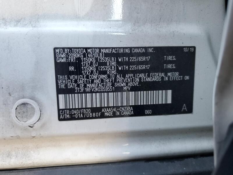 2019 TOYOTA RAV4 LE - 2T3F1RFV2KC059551 | SeoVin.biz