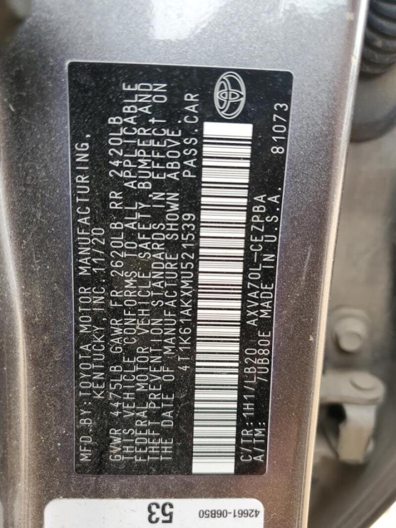 2021 TOYOTA CAMRY XSE - 4T1K61AKXMU521539 | SeoVin.biz