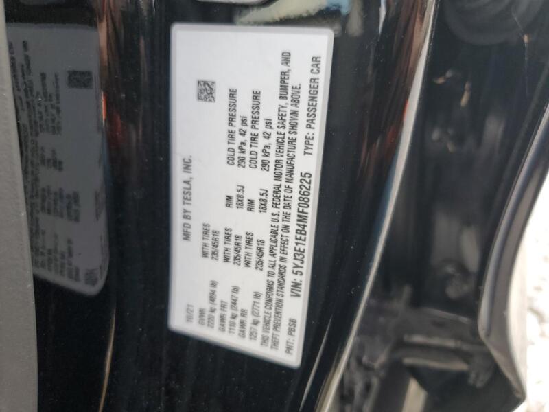 2021 TESLA MODEL 3 - 5YJ3E1EB4MF086225 | SeoVin.biz