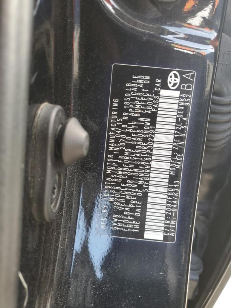 2015 TOYOTA COROLLA L - 5YFBURHE0FP302291 | SeoVin.biz