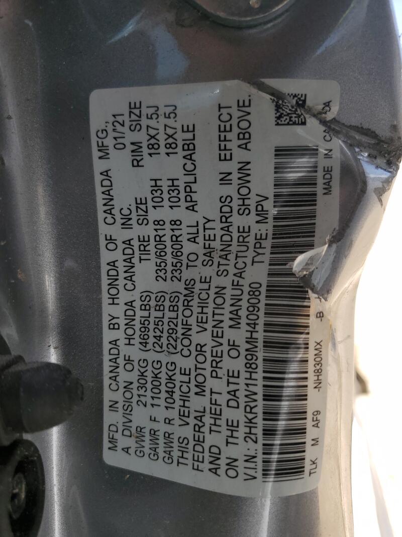 2021 HONDA CR-V EXL - 2HKRW1H89MH409080 | SeoVin.biz