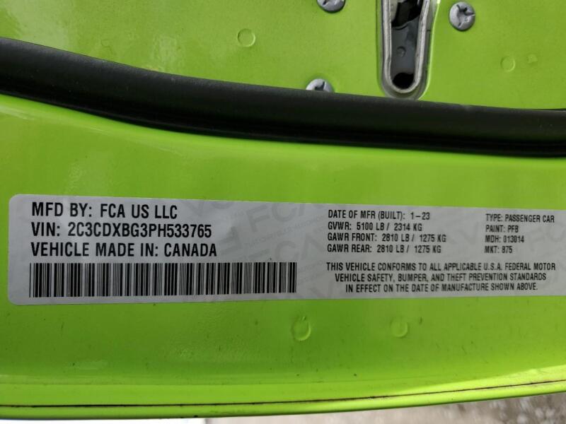 2023 DODGE CHARGER SXT - 2C3CDXBG3PH533765 | SeoVin.biz