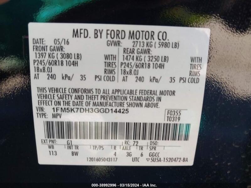 2016 FORD EXPLORER XLT - 1FM5K7DH3GGD14425 | SeoVin.biz