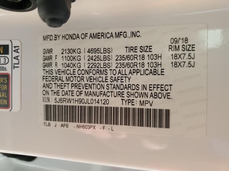 2018 HONDA CR-V TOURING - 5J6RW1H90JL014120 | SeoVin.biz