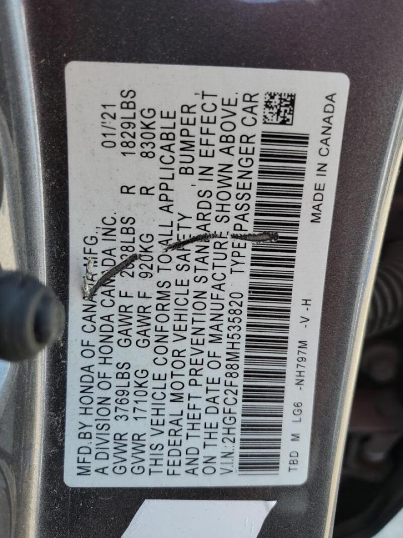 2021 HONDA CIVIC SPORT - 2HGFC2F88MH535820 | SeoVin.biz