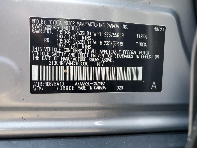 2021 TOYOTA RAV4 XLE PREMIUM - 2T3C1RFV4MC163030 | SeoVin.biz