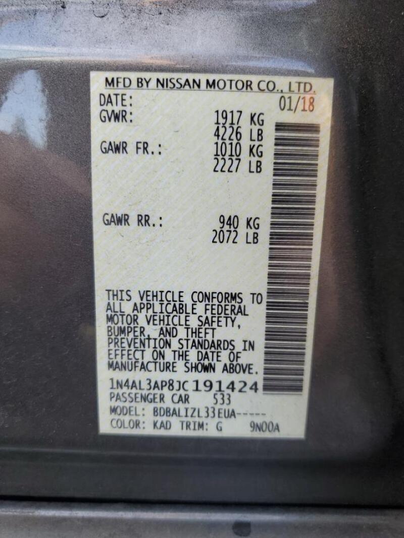 2018 NISSAN ALTIMA 2.5 - 1N4AL3AP8JC191424 | SeoVin.biz