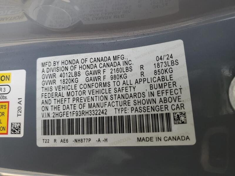 2024 HONDA CIVIC TOURING - 2HGFE1F93RH332242 | SeoVin.biz