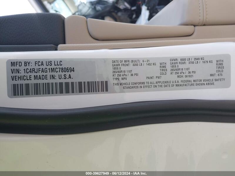2021 JEEP GRAND CHEROKEE LAREDO E 4X4 - 1C4RJFAG1MC780694 | SeoVin.biz