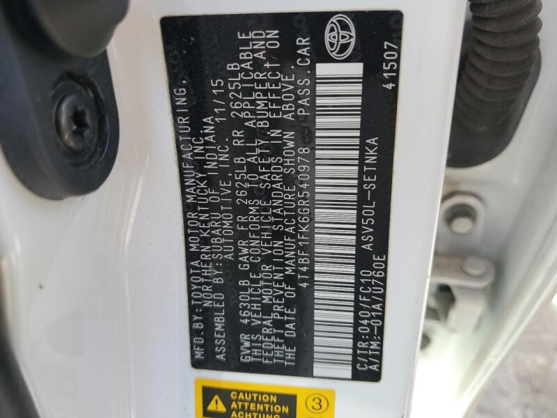 2016 TOYOTA CAMRY LE - 4T4BF1FK6GR540978 | SeoVin.biz