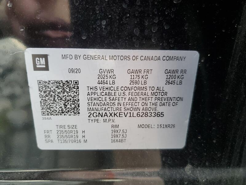 2020 CHEVROLET EQUINOX LT - 2GNAXKEV1L6283365 | SeoVin.biz
