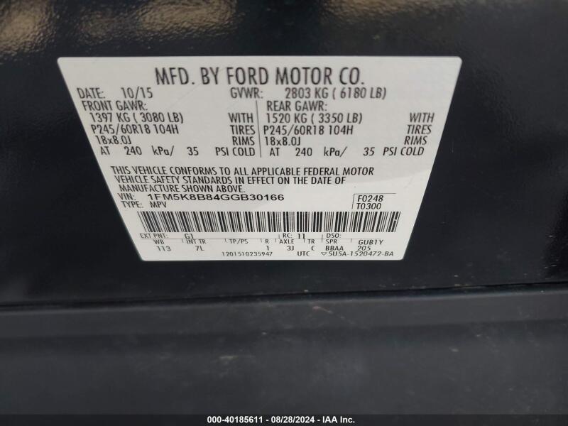 2016 FORD EXPLORER - 1FM5K8B84GGB30166 | SeoVin.biz