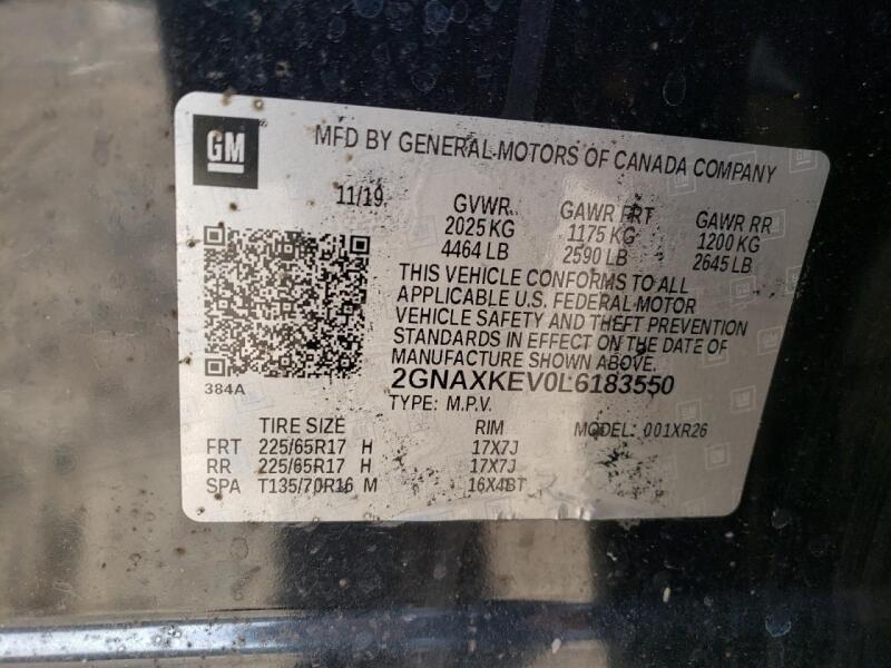 2020 CHEVROLET EQUINOX LT - 2GNAXKEV0L6183550 | SeoVin.biz