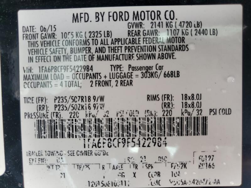 2015 FORD MUSTANG GT - 1FA6P8CF9F5422984 | SeoVin.biz