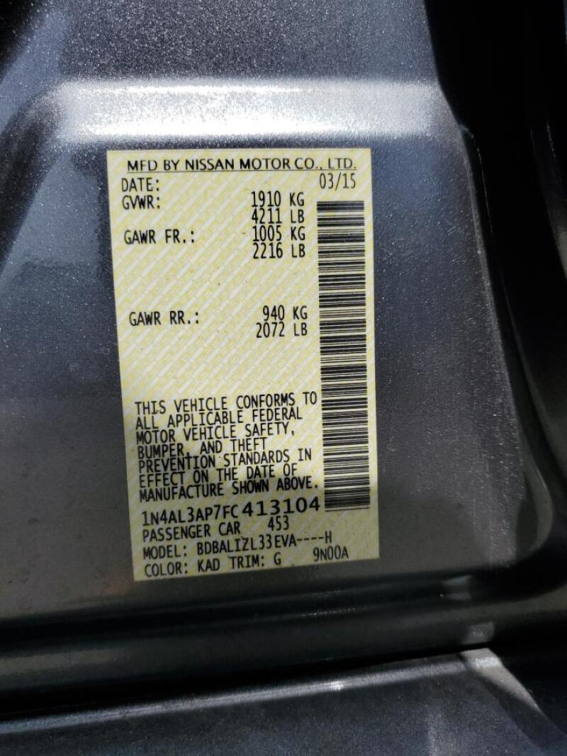 2015 NISSAN ALTIMA 2.5 - 1N4AL3AP7FC413104 | SeoVin.biz
