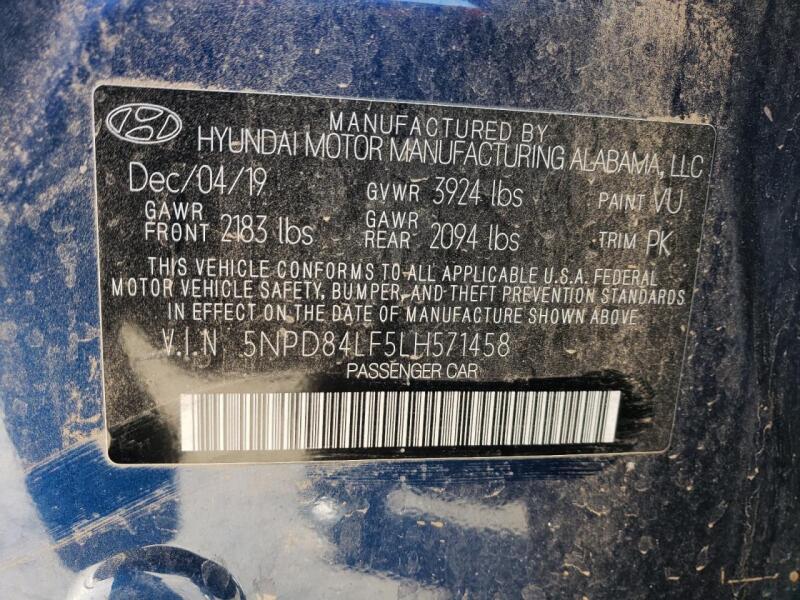 2020 HYUNDAI ELANTRA SEL - 5NPD84LF5LH571458 | SeoVin.biz
