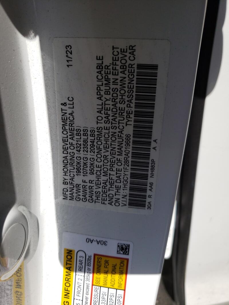 2024 HONDA ACCORD LX - 1HGCY1F28RA019666 | SeoVin.biz