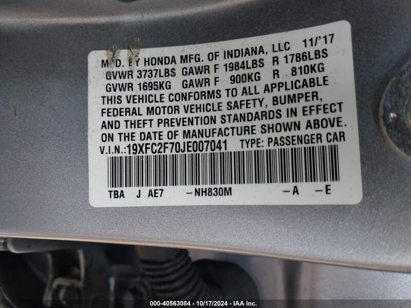 2018 HONDA CIVIC EX - 19XFC2F70JE007041 | SeoVin.biz