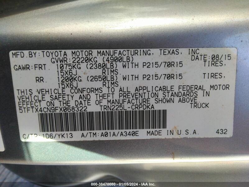 2015 TOYOTA TACOMA - 5TFTX4CN9FX068322 | SeoVin.biz