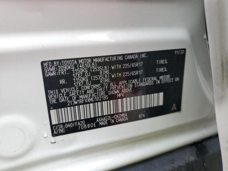 2021 TOYOTA RAV4 XLE - 2T3W1RFVXMC102195 | SeoVin.biz