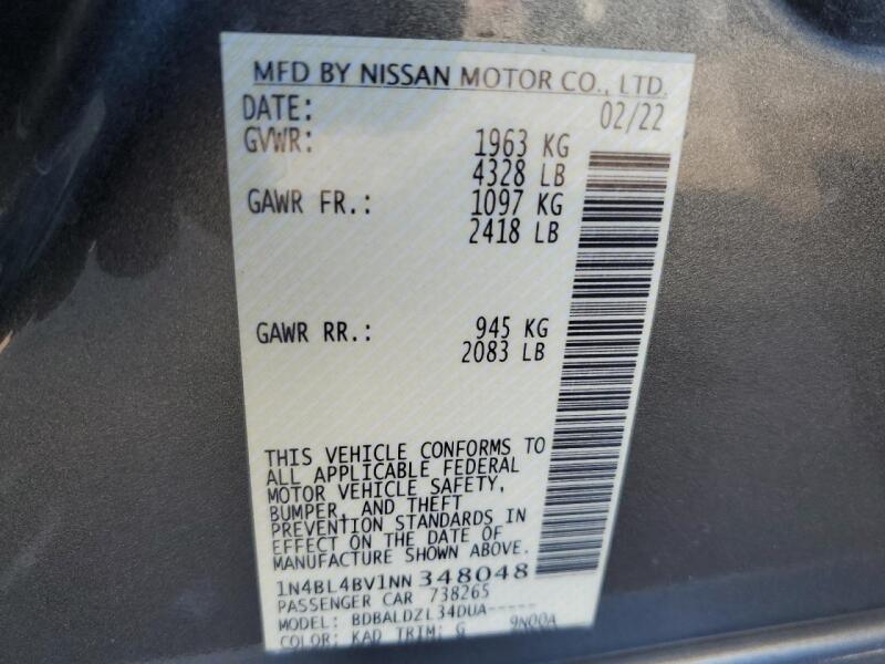 2022 NISSAN ALTIMA S - 1N4BL4BV1NN348048 | SeoVin.biz