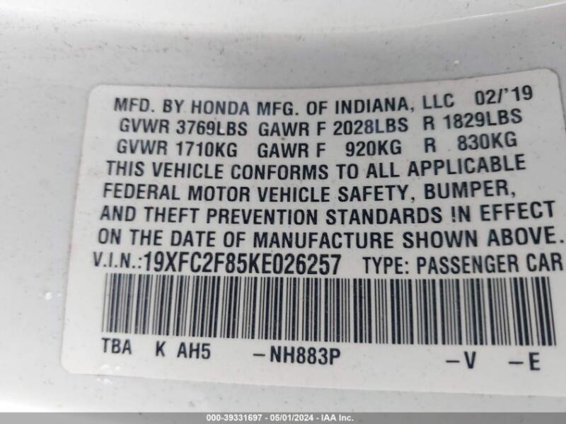 2019 HONDA CIVIC SPORT - 19XFC2F85KE026257 | SeoVin.biz