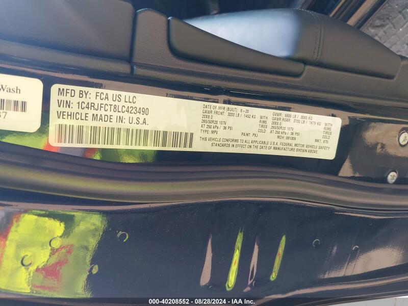 2020 JEEP GRAND CHEROKEE HIGH ALTITUDE 4X4 - 1C4RJFCT8LC423490 | SeoVin.biz