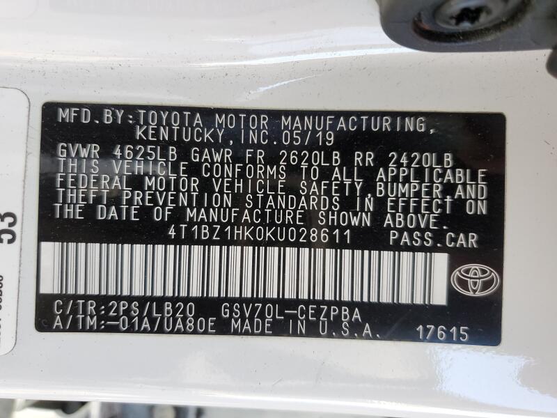 2019 TOYOTA CAMRY XSE - 4T1BZ1HK0KU028611 | SeoVin.biz