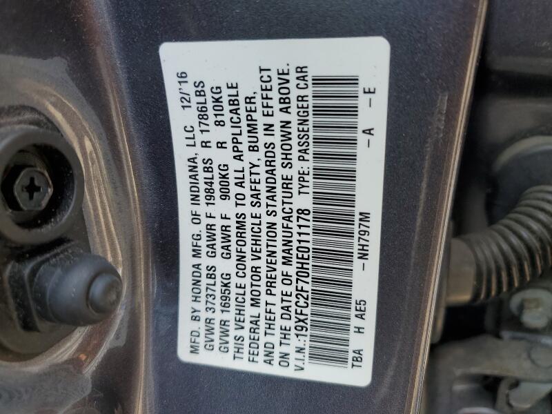 2017 HONDA CIVIC EX - 19XFC2F70HE011178 | SeoVin.biz