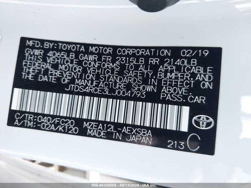 2020 TOYOTA COROLLA SE - JTDS4RCE3LJ004793 | SeoVin.biz