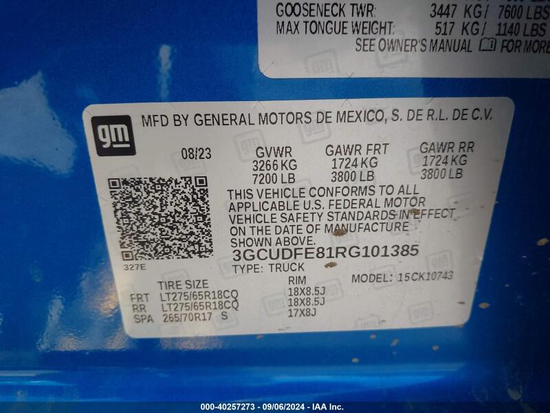 2024 CHEVROLET SILVERADO 1500 4WD STANDARD BED LT TRAIL BOSS - 3GCUDFE81RG101385 | SeoVin.biz