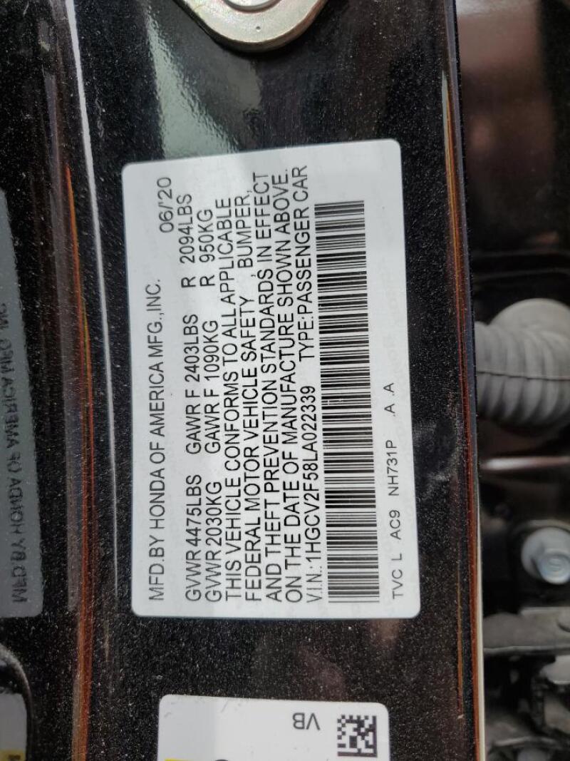 2020 HONDA ACCORD EXL - HGCV2F58LA022339 | SeoVin.biz