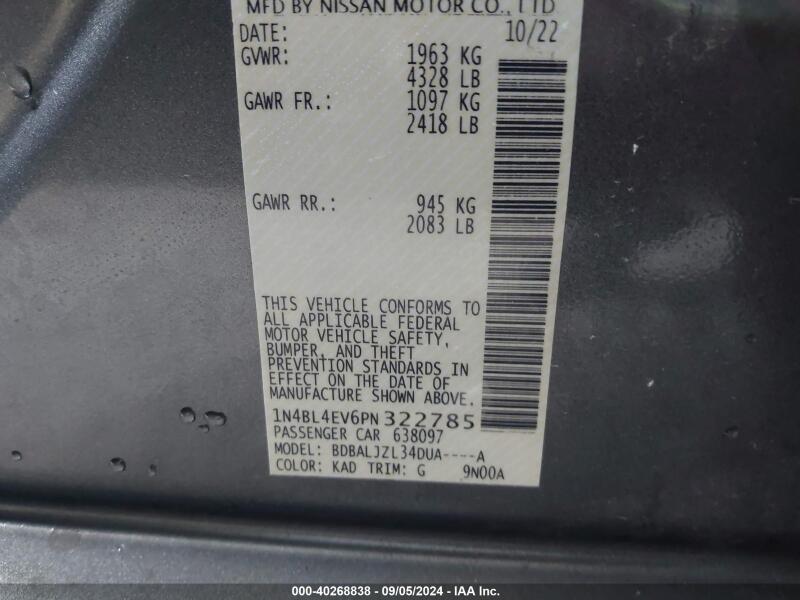 2023 NISSAN ALTIMA SL FWD - 1N4BL4EV6PN322785 | SeoVin.biz