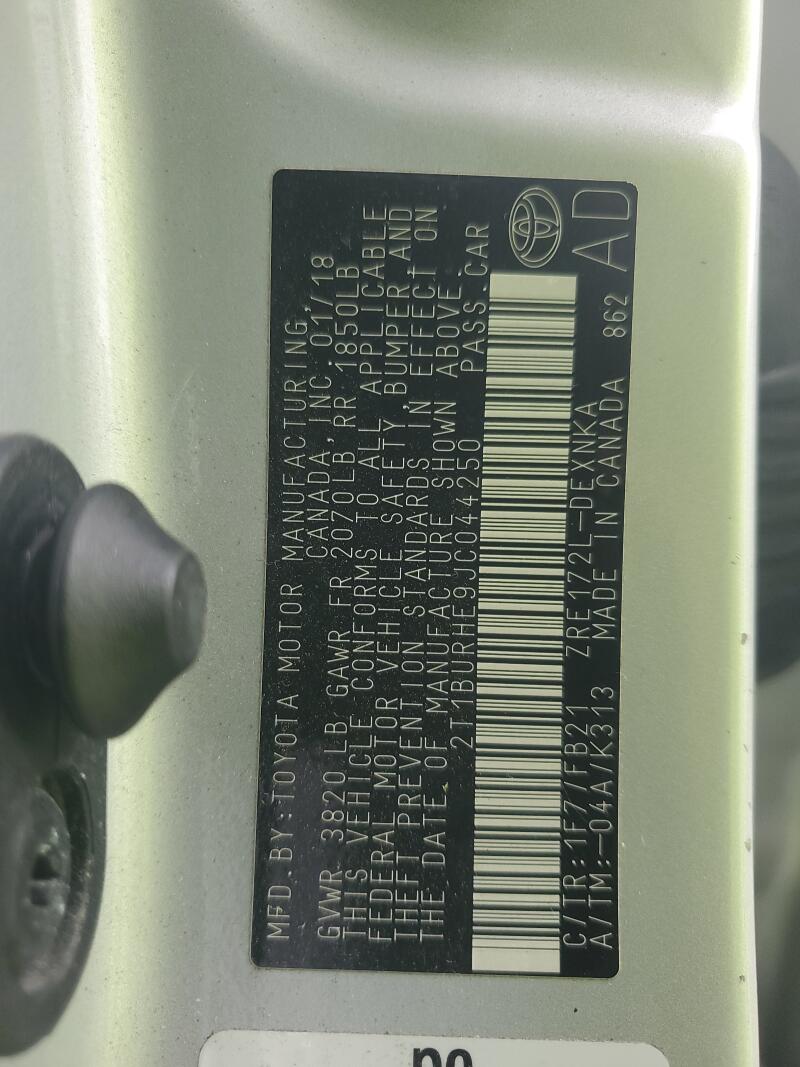 2018 TOYOTA COROLLA L - 2T1BURHE9JC044250 | SeoVin.biz
