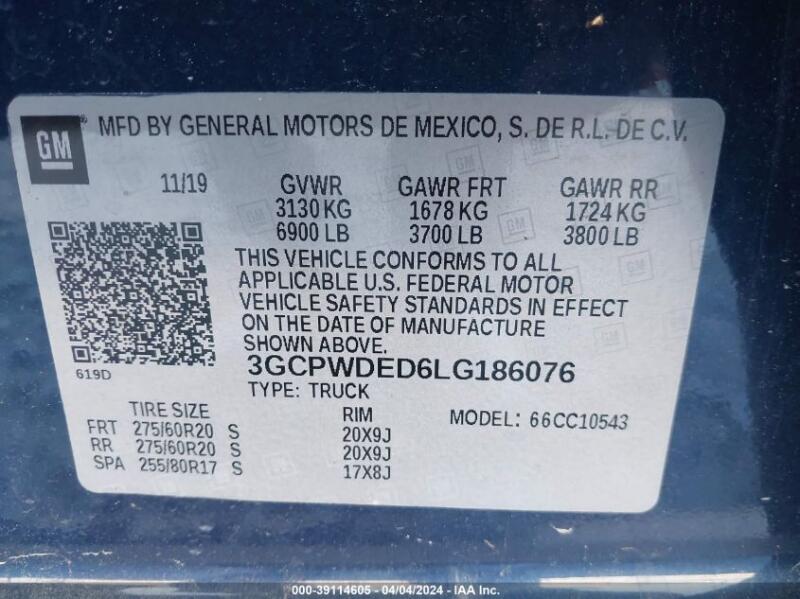 2020 CHEVROLET SILVERADO 1500 2WD  SHORT BED RST - 3GCPWDED6LG186076 | SeoVin.biz