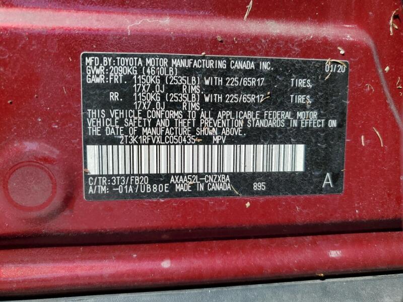 2020 TOYOTA RAV4 LE - 2T3K1RFVXLC050435 | SeoVin.biz