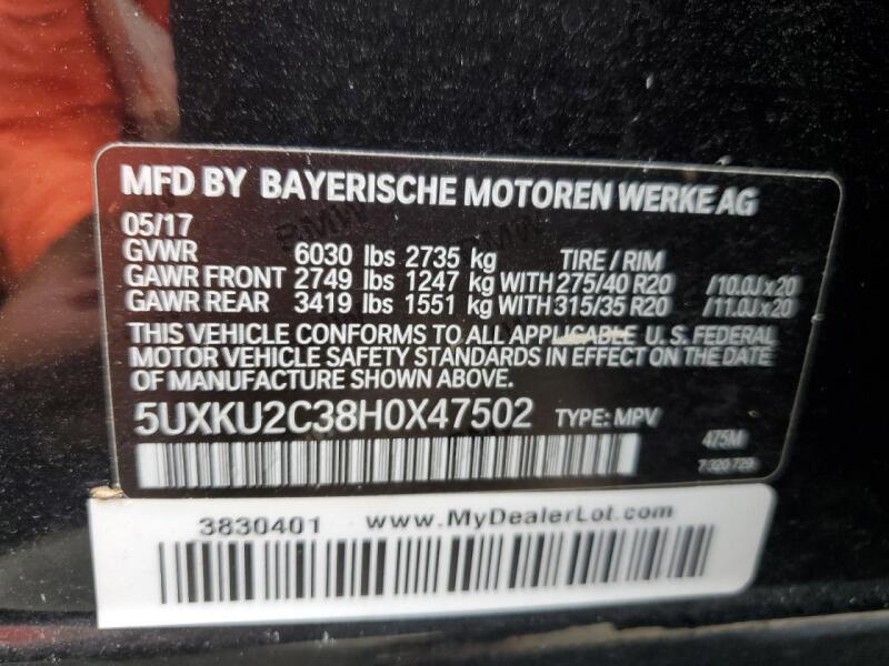 2017 BMW X6 XDRIVE35I - 5UXKU2C38H0X47502 | SeoVin.biz