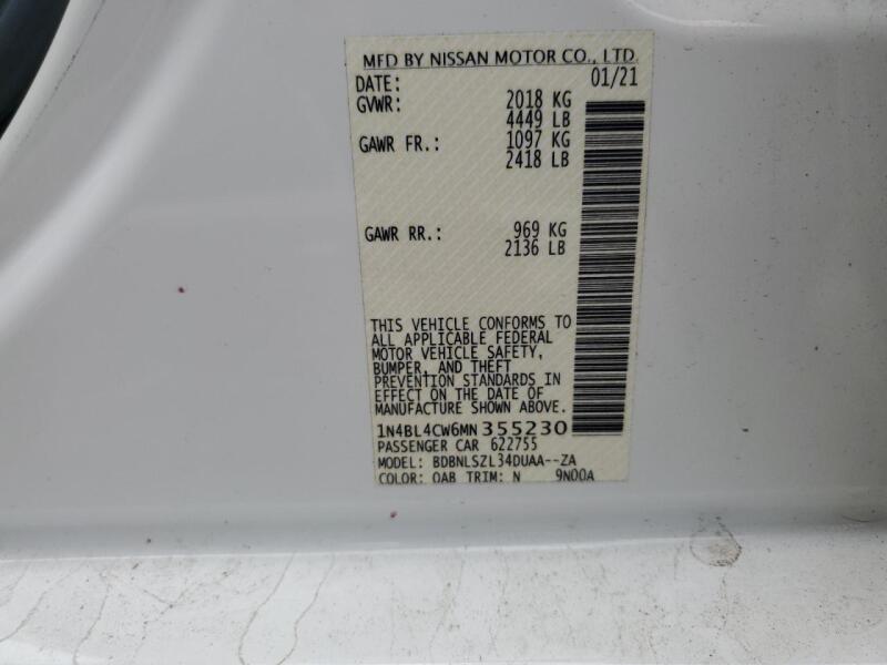 2021 NISSAN ALTIMA SR - 1N4BL4CW6MN355230 | SeoVin.biz