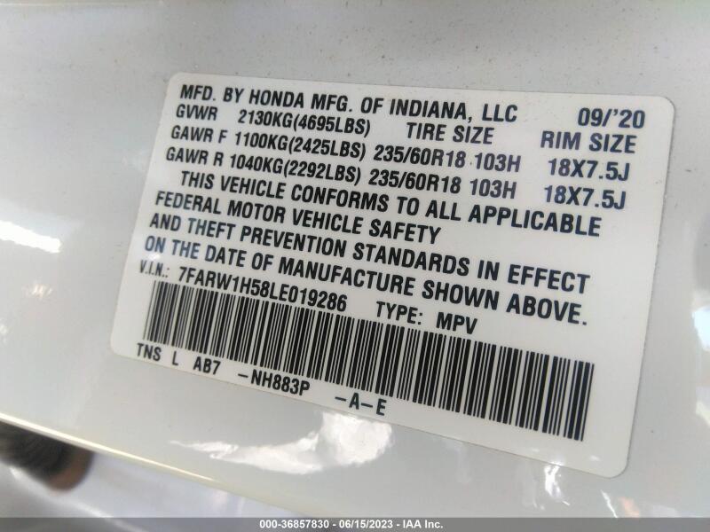 2020 HONDA CR-V 2WD EX - 7FARW1H58LE019286 | SeoVin.biz