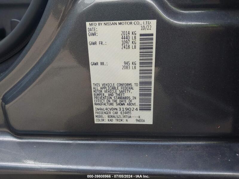 2023 NISSAN ALTIMA SR VC-TURBO FWD - 1N4AL4CV0PN319024 | SeoVin.biz