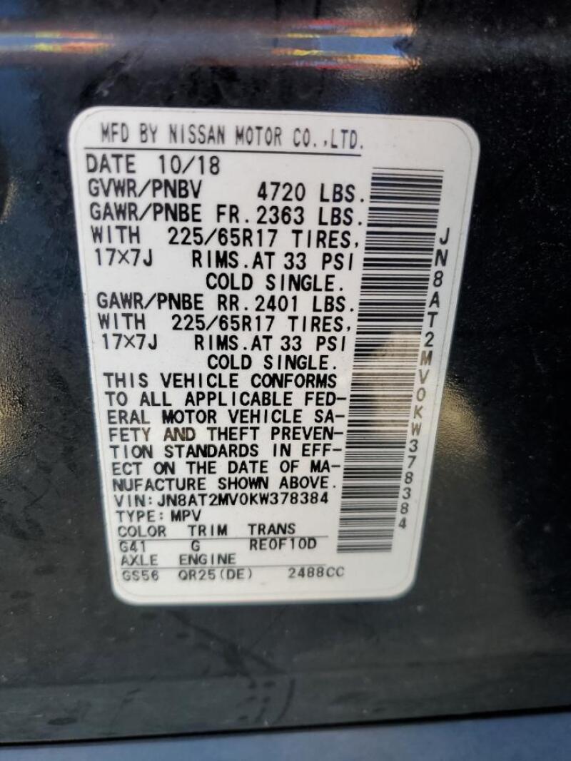 2019 NISSAN ROGUE S - JN8AT2MV0KW378384 | SeoVin.biz