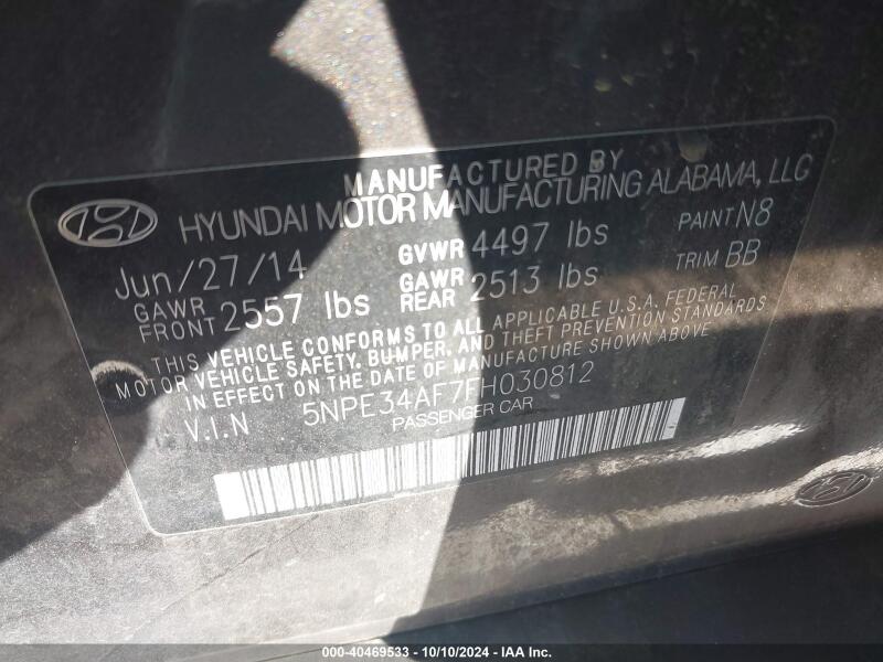 2015 HYUNDAI SONATA LIMITED - 5NPE34AF7FH030812 | SeoVin.biz