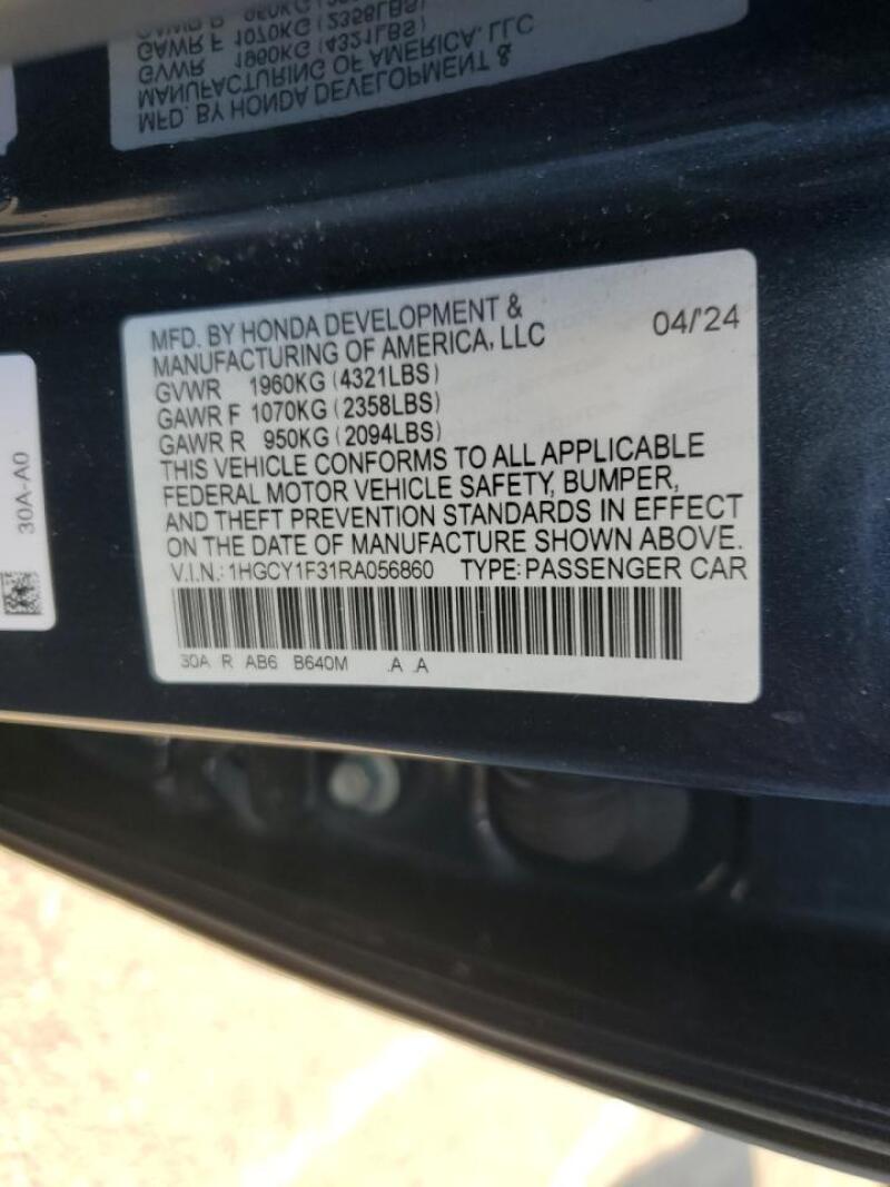 2024 HONDA ACCORD EX - 1HGCY1F31RA056860 | SeoVin.biz