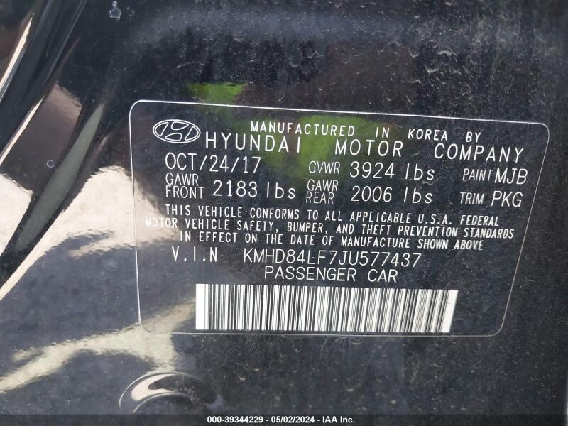2018 HYUNDAI ELANTRA VALUE EDITION - KMHD84LF7JU577437 | SeoVin.biz