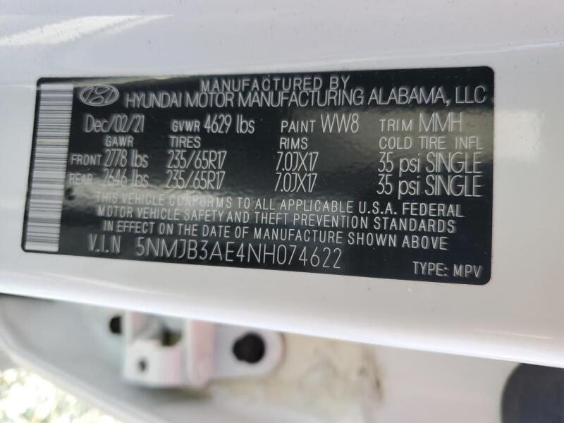 2022 HYUNDAI TUCSON SEL - 5NMJB3AE4NH074622 | SeoVin.biz