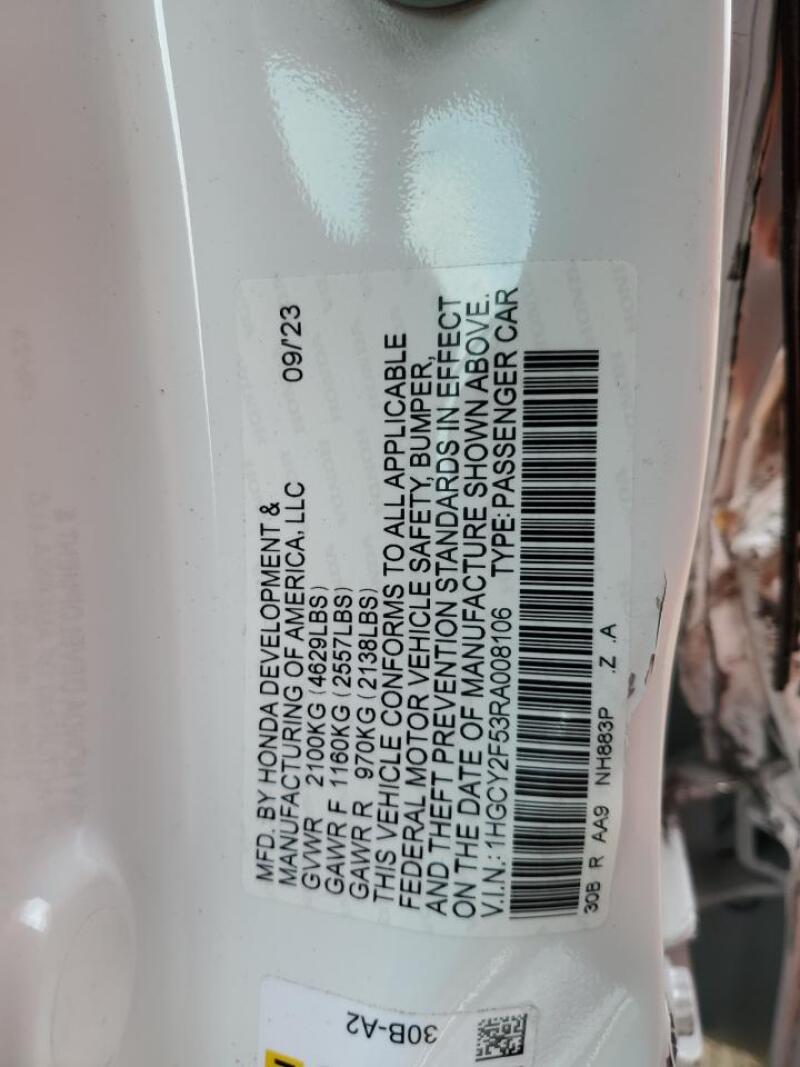 2024 HONDA ACCORD HYBRID SPORT - 1HGCY2F53RA008106 | SeoVin.biz